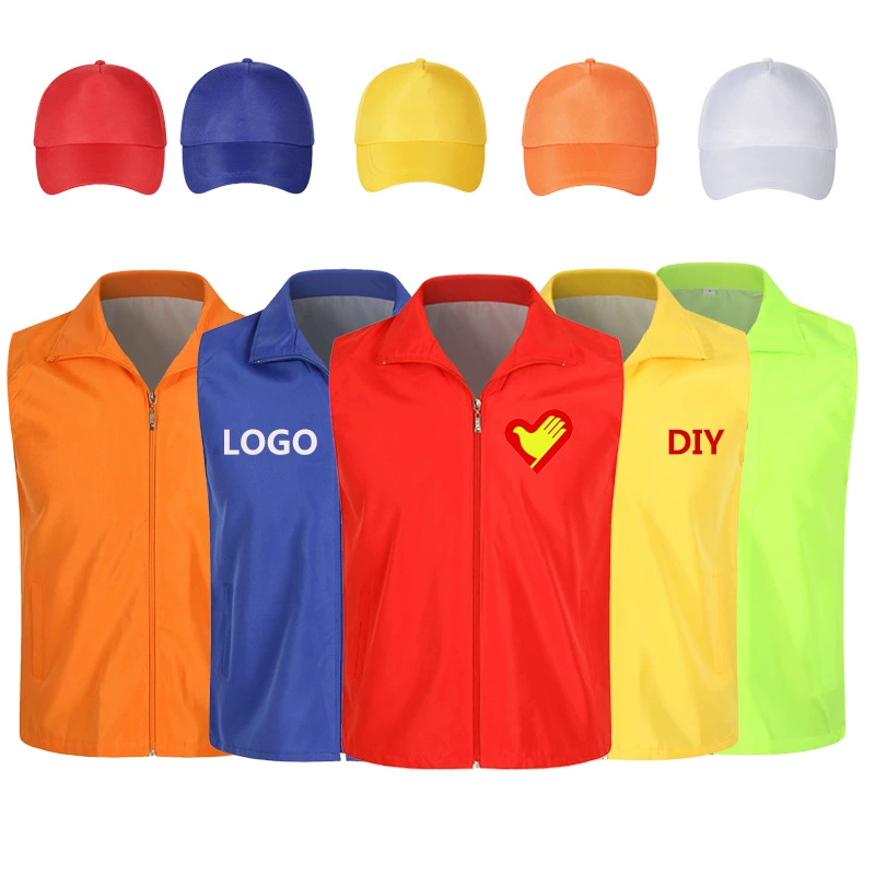 Жилет волонтера общественного благосостояния Добровольческая деятельность одежда напечатанный на заказ логотип красный жилет член партии рекламный жилет оптом