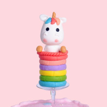 生日蛋糕插牌软陶彩虹独角兽蛋糕摆件卡通蛋糕装饰烘焙甜品台插件