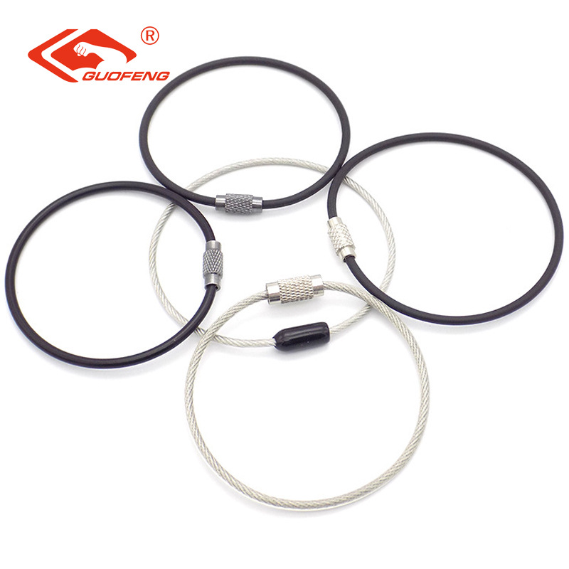 Acero inoxidable 304 anillo de etiqueta colgante llavero de color PVC empaquetado anillo de alambre de etiqueta de equipaje