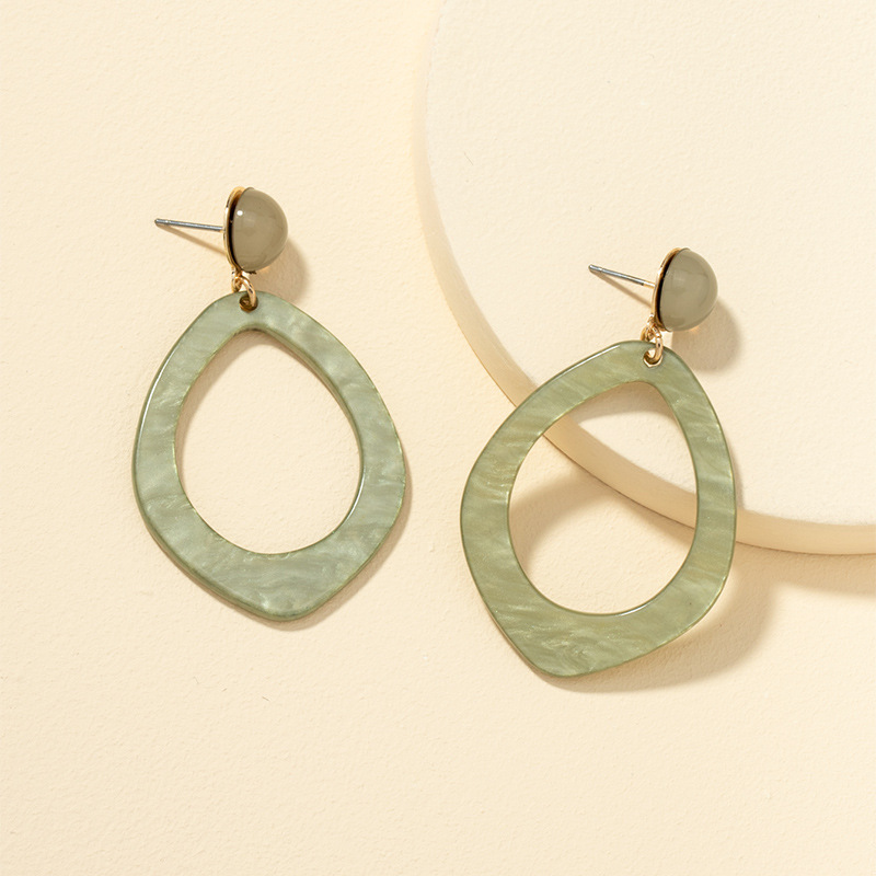Simple Green Acrylic Pattern Earrings display picture 3