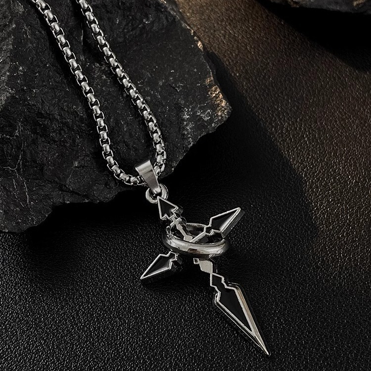 Black cross titanium steel necklace men's fashion sweater chain niche high-end jewelry women's Yiwu hot-selling accessories