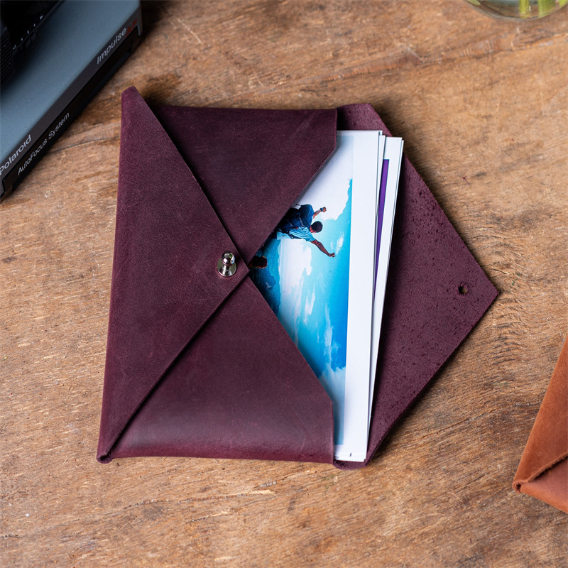 PU Leather Distinctive Envelope Unique Creative Leather Postcard Storage Box Urban Simple Leather Gift