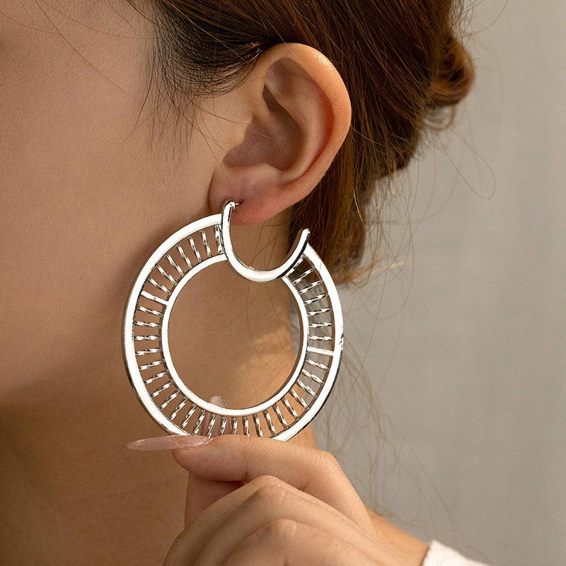 1 Pair Simple Style Round Zinc Alloy Earrings display picture 2