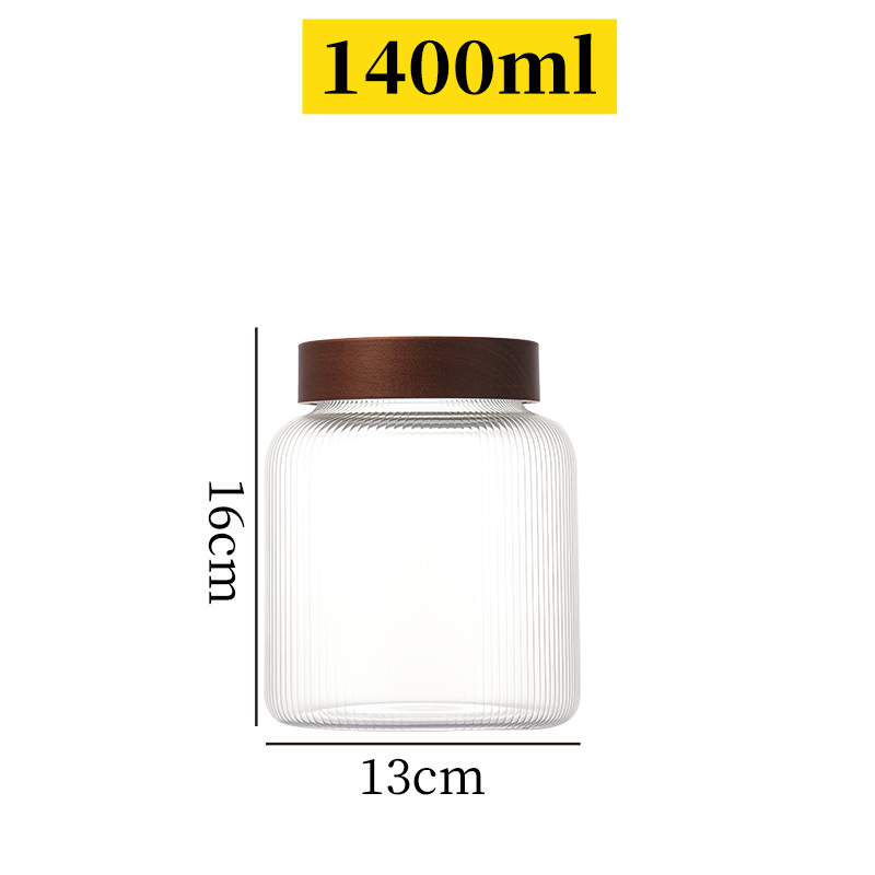 botella de embalaje de cáscara de naranja de gran capacidad alta borosilicato tanque de almacenamiento de vidrio sellado granos gruesos frutas secas jarro de té tapa de madera acacia