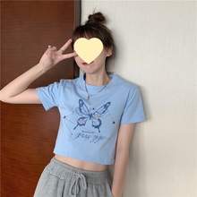 闺蜜姐妹装短款短袖t恤女2024夏季新款韩版潮露脐原宿风学生上衣