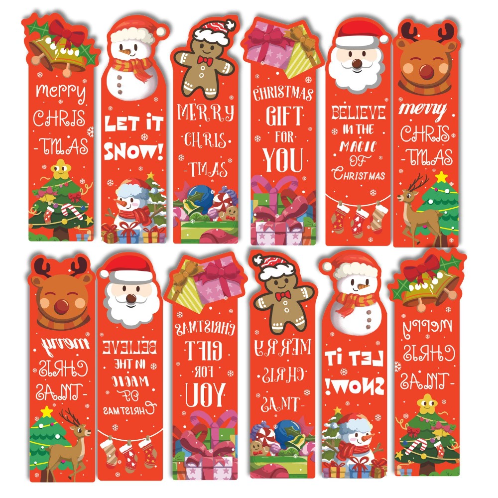Трансграничные рождественские закладки Рождественские новогодние подарки для детей бумажные закладки наборы мультяшные закладки подарки рождественские подарки
