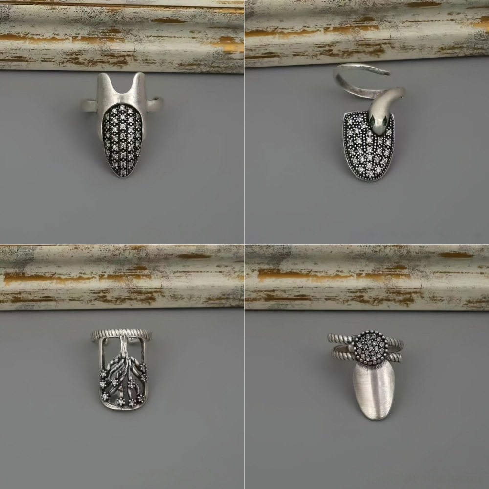 Cross-Border Hot Selling Bohemian Style Women's Nail Ring Adjustable One-Size-Fits-All Ring Halloween Open Ring