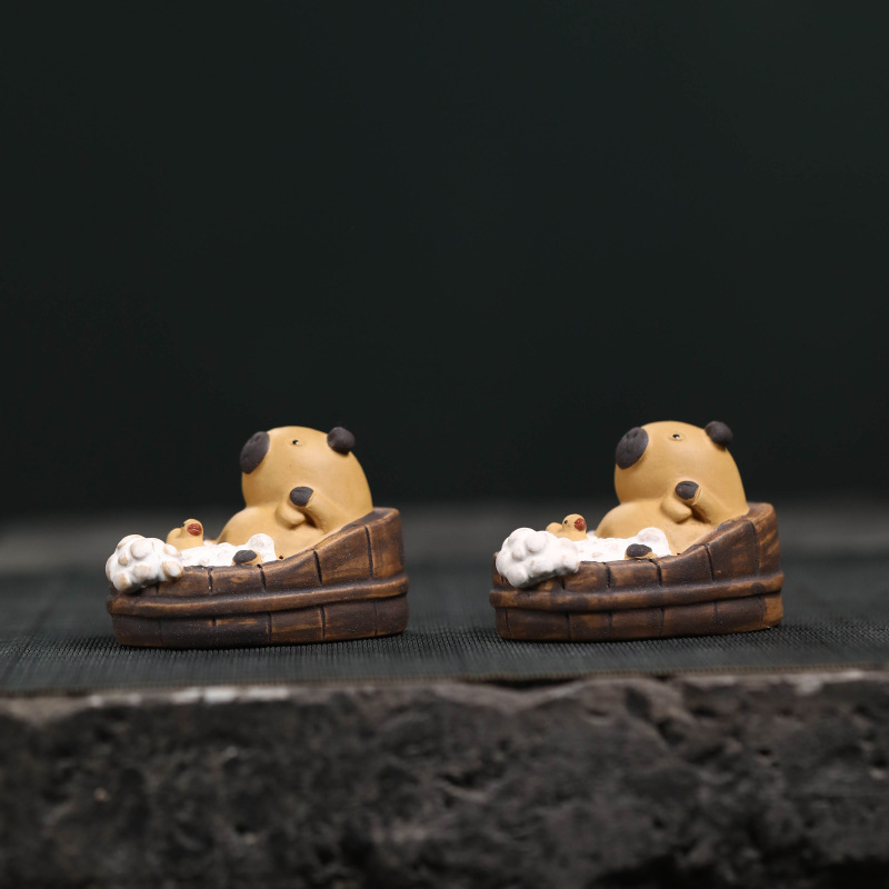 Yixing Zisha Tea mascota animal capibara cura lindo y lindo Kapibala baño pequeño decoración de mesa