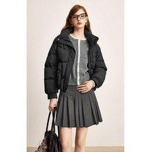 2025冬季新款黑色立领短款鸭绒羽绒服外套女3FA480101R