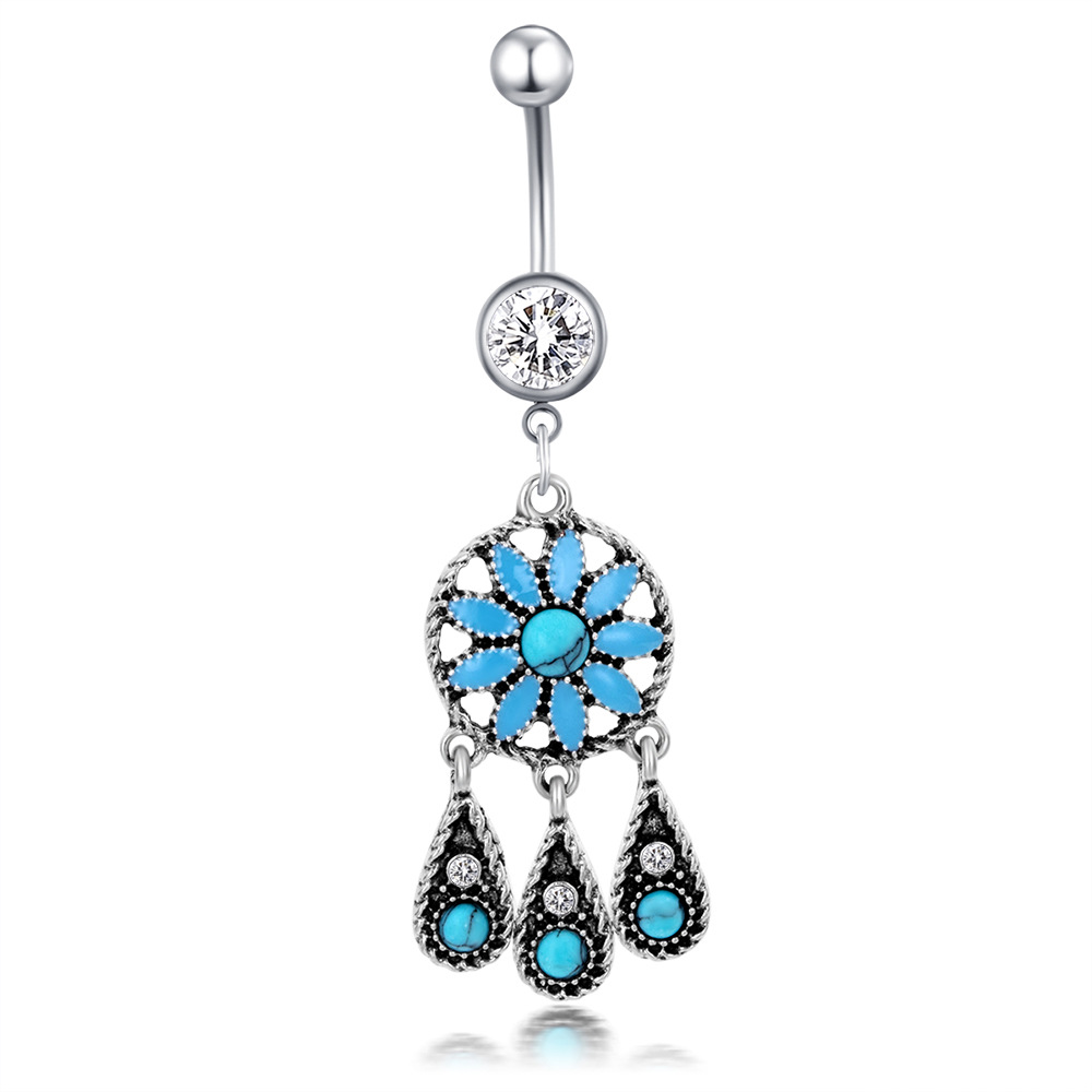14G Navel Ring Blue Glow Star Dangle Belly Button Piercing Jewelry Stainless Steel detail image 12