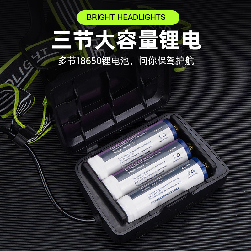 Transfronterizos al aire libre luz láser blanca de largo alcance luz de advertencia de emergencia multifuncional montada en la cabeza luz de iluminación USB