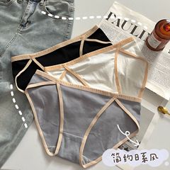 簡約石墨烯內褲女純棉抗菌100%襠低腰性感半包臀高開叉女士三角褲
