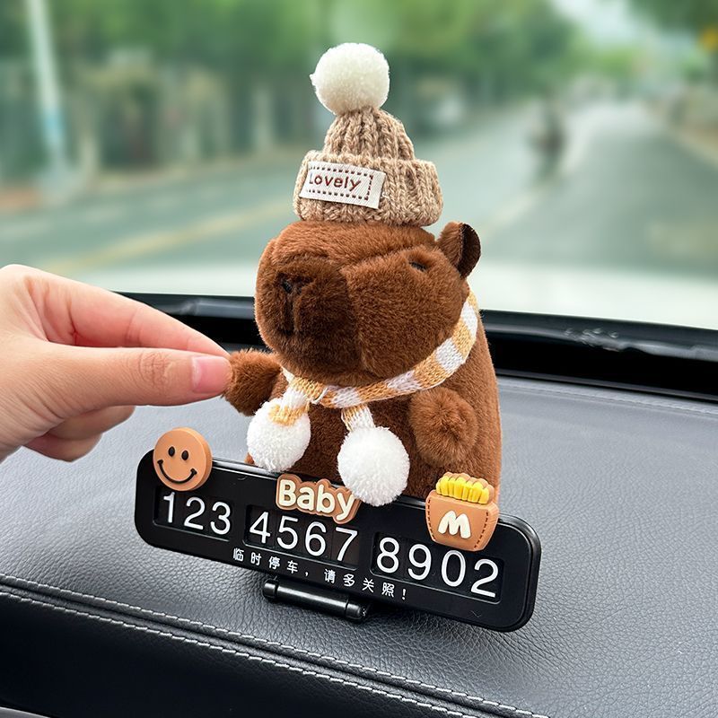 Cute capibara delfin de agua coche estacionamiento temporal placa de número de automóvil placa de teléfono de automóvil accesorios interiores