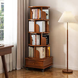 书架简易落地置物架家用客厅可旋转收纳绘本架学生卧室储物书柜子