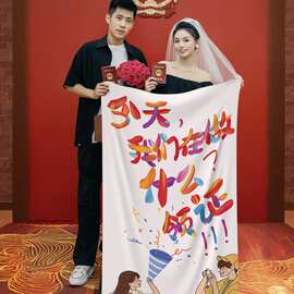 领证登记拍照道具工具挂布结婚小物件拍摄横幅小道具喜字头纱跟拍