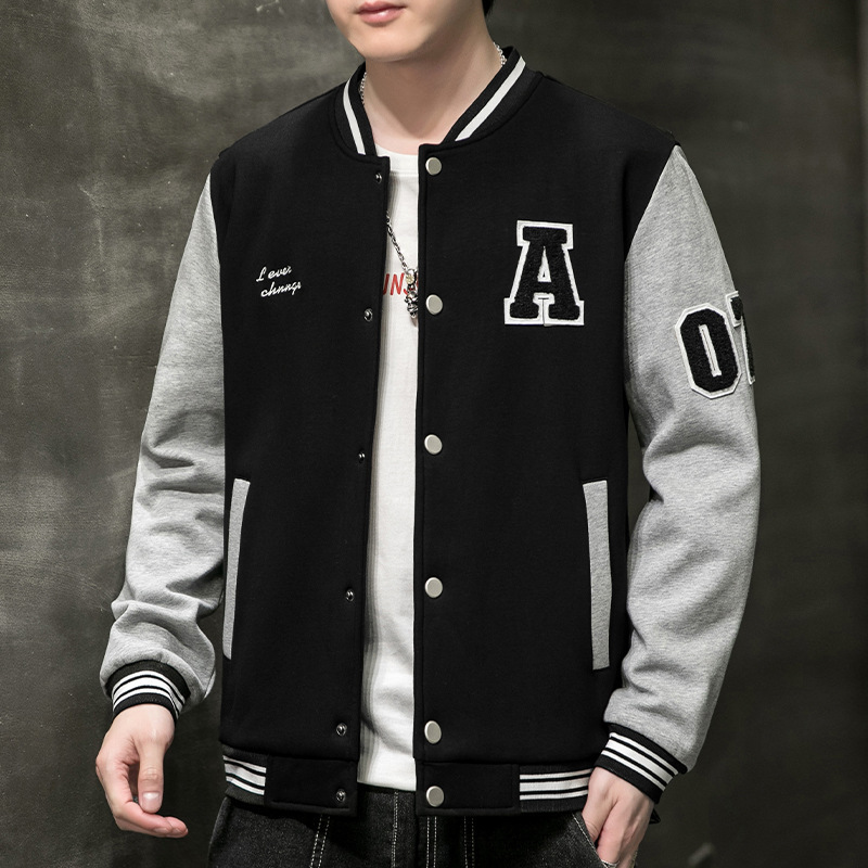 Giacca da baseball patchwork di marca alla moda da uomo, versione coreana autunnale da uomo di tendenza ruffiano, bello e casual_voghion.com