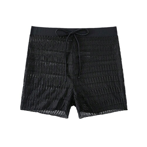 Alibaba Summer New Women's Swim Trunks 2024 Cross-border Solid Color Net Mesh Strappy Bikini Wholesale