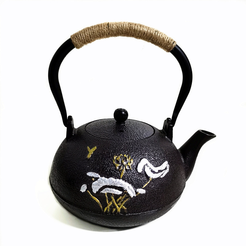 Estufa té hirviendo tetera de hierro fundido juego de té estilo japonés olla de hierro de cerdo olla de haz olla de gran altura tetera traje al por mayor
