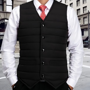Men's V-Neck down Vest for Foreign Trade, 2025 New Fashion, Warm Vest for Middle-Aged and Elderly, Close-Fitting Casual Waistcoat, Trendy