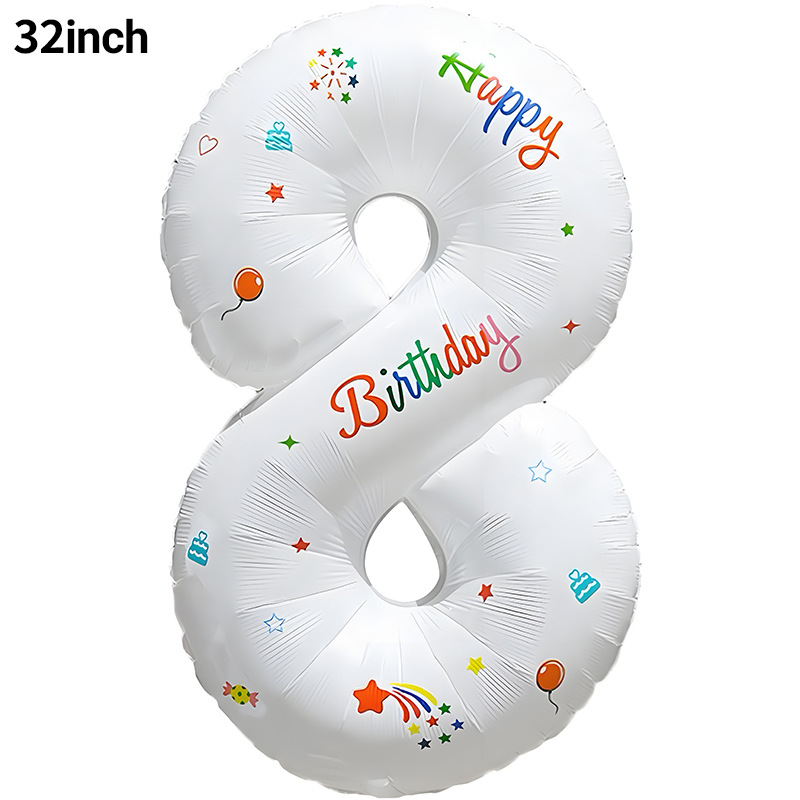 Globo digital blanco de 32 pulgadas para decoración de cumpleaños, de aluminio, para fiestas, fondo para fotos, accesorios de decoración