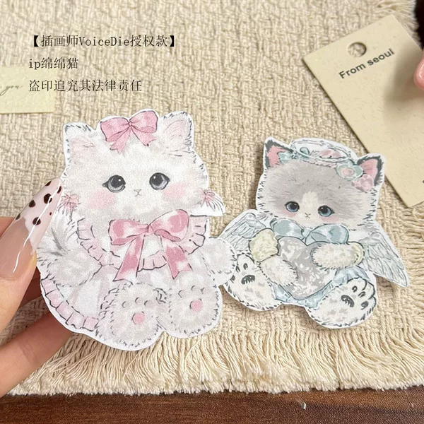 New adorable pink fluffy cat hair clips, perfect for creating a magical look, in a Japanese style that complements any outfit, ideal for girls with side-swept bangs
