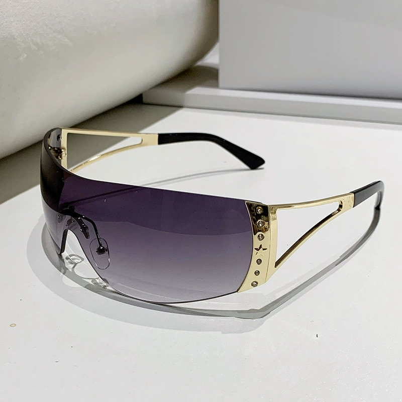 Ретро очки-щит European style, белая оправа с кристаллами, 2 карат
