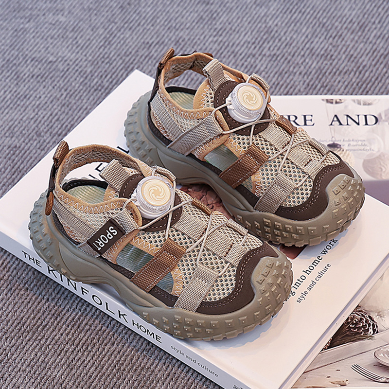 Sandalias Deportivas con Botón para Niños, Transpirable y Antideslizante para Playa