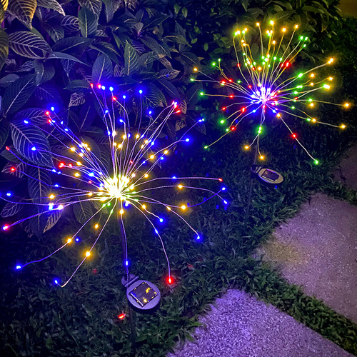 New solar fireworks light, outdoor waterproof LED copper wire lantern, ground light, courtyard garden decoration atmosphere light