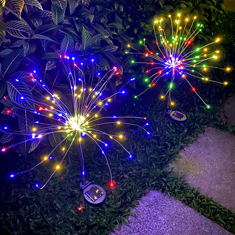 哇噢太阳能烟花灯LED铜线插地灯户外花园别墅装饰草坪彩灯氛围灯