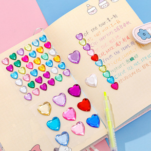 Little Red Book Love Beautiful Girl Diamond Laser Colorful Crystal Mobile Phone Stickers Decorative Makeup Girl Stickers