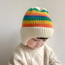 儿童帽子秋冬女童套头帽韩版针织帽彩色毛线帽男宝宝保暖护耳帽潮