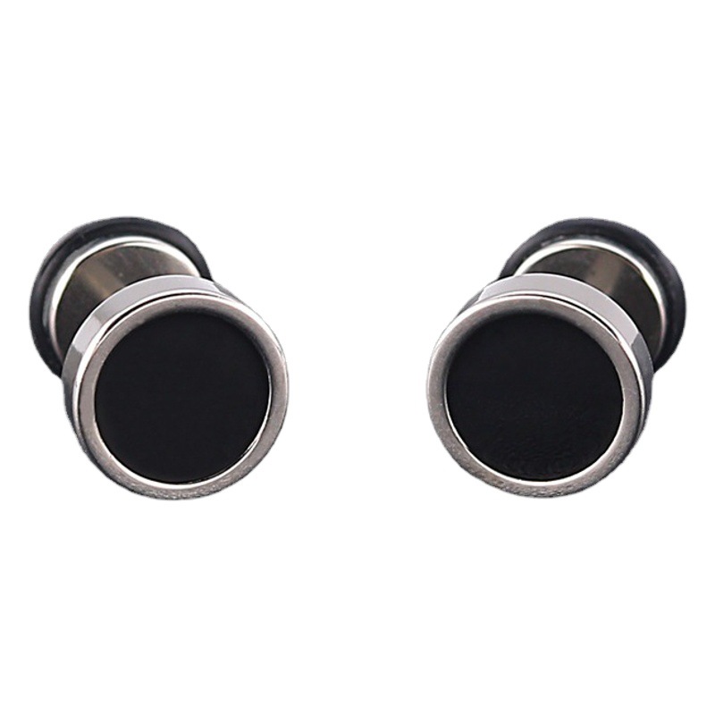 2023 japonés y coreano nuevo hip hop punk estilo titanio acero redondo negro goteo pendientes Acero inoxidable ronda pastel pendientes