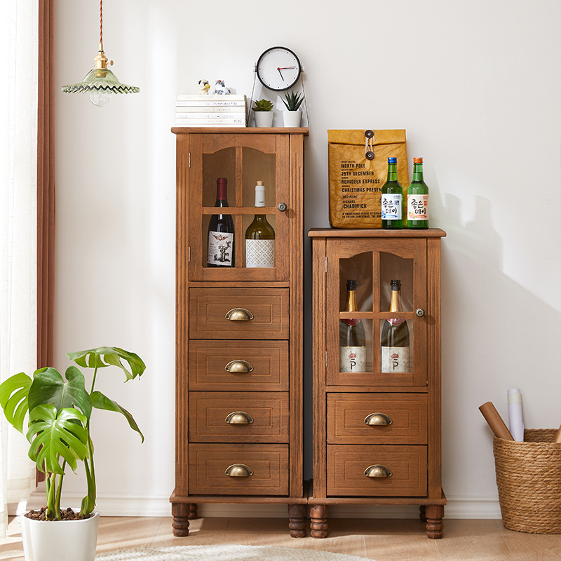 American retro meseta de cabecera de madera sólida hendidura pequeño vinícola tipo cajón 40CM gabinete de almacenamiento TV sala de estar vertical