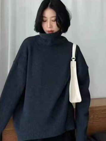 高领毛衣女款高端日韩简约纯色套头打底衫2025高级感针织衫|undefined