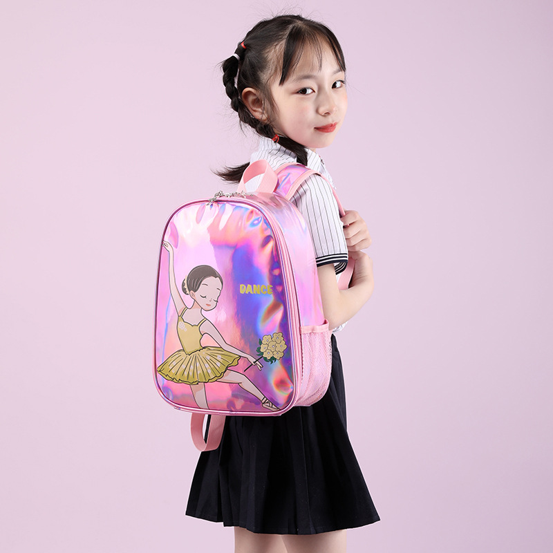 Bolso de baile para niñas de moda coreana Bolso de práctica para niños y niñas de gran capacidad con láser de aire occidental 2025 nueva mochila para niños