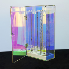 納裝亞克力透明防塵項鍊展示盒炫彩項鍊收納盒帶門脖鏈整理置物架