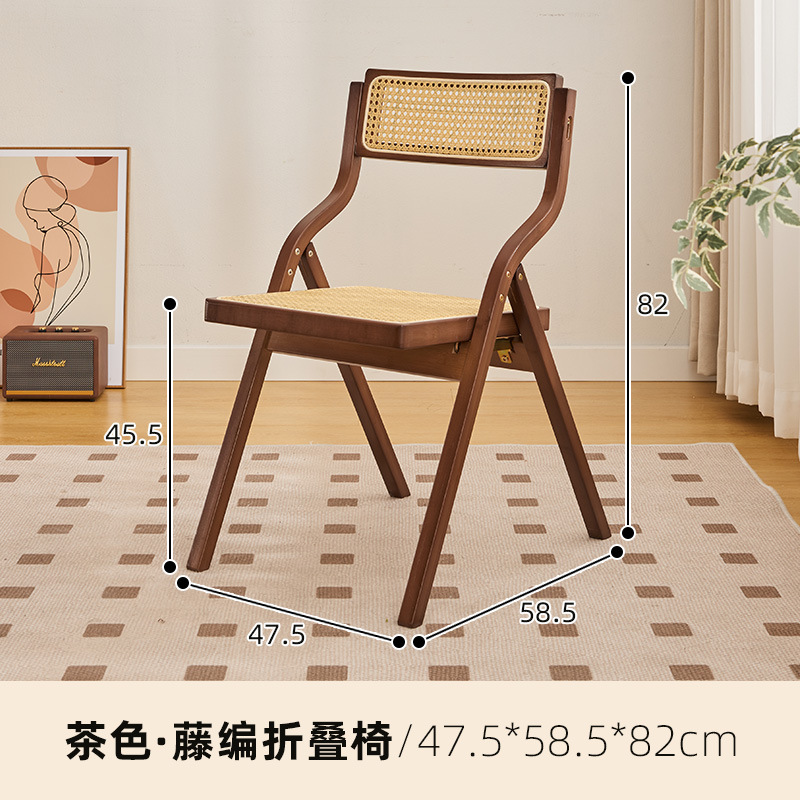 Combinación de mesa y silla de comedor de ratán japonés, mesa redonda de apartamento pequeño, balcón para el hogar, mesa de té de la casa de familia del sudeste asiático, estilo de troncos