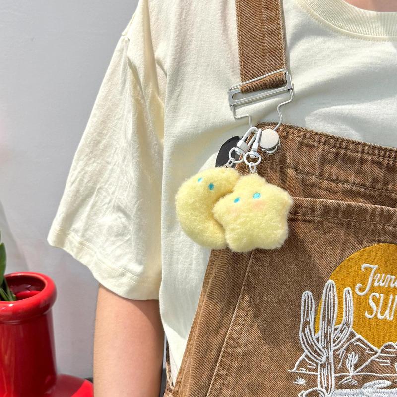 Xiaohongshu 同じスタイルの青い目星と月キーホルダーソフトかわいいかわいい赤面ぬいぐるみクリエイティブペンダントギフト|undefined