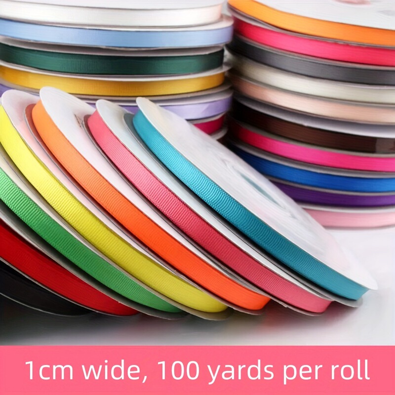 100 Yards of 1cm Wide Ribbed Ribbon with Bow, 10mm Double-Sided Ribbed Silk Ribbon, 1.0cm Wide High-Density Plain Weave 100 Yards of 1cm Wide Ribbed Ribbon with Bow, 10mm Double-Sided Ribbed Silk Ribbon, 1.0cm Wide High-Density Plain Weave