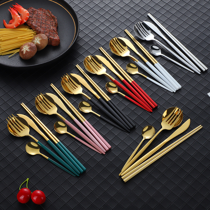 Cross-Border Amazon Stainless Steel Tableware Portuguese Knife, Fork and Spoon Set Hotel Western Food Tableware Steak Knife Dessert Spoon