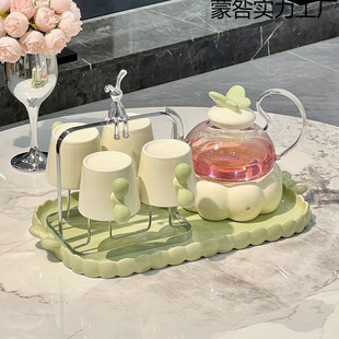 High-Temperature Resistant Thickened Filter Glass Teapot, Heat-Resistant Health-Preserving Teapot, Tea Set with Water Boiling Kit, Candle Heating