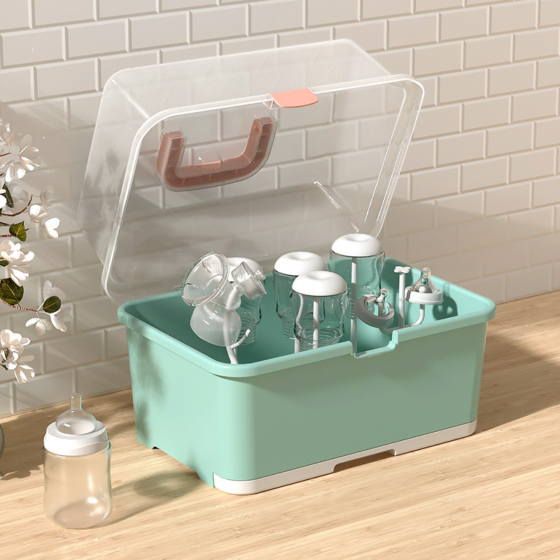 Caja de almacenamiento de biberón portátil de plástico para cubiertos de bebé caja de leche en polvo para artículos infantiles rack de almacenamiento a prueba de polvo image 1