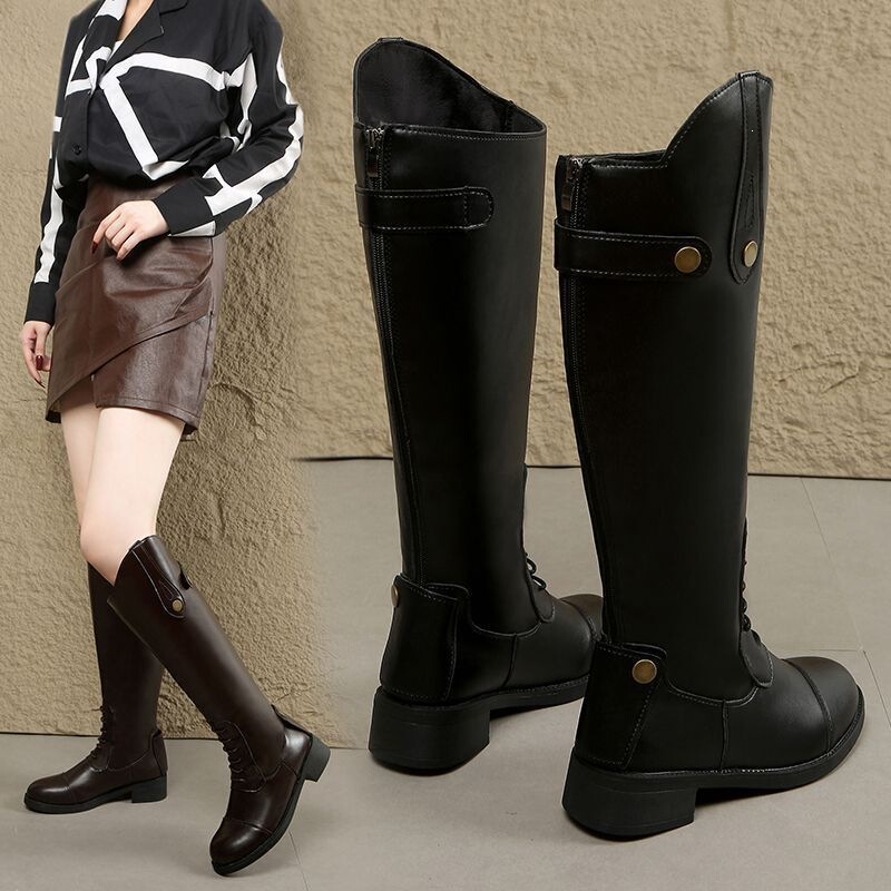 2026 Autumn and Winter New Style Long Boots, Riding Boots, Equestrian Boots, Women's Knee-High Rivet High-Tube Knight Boots