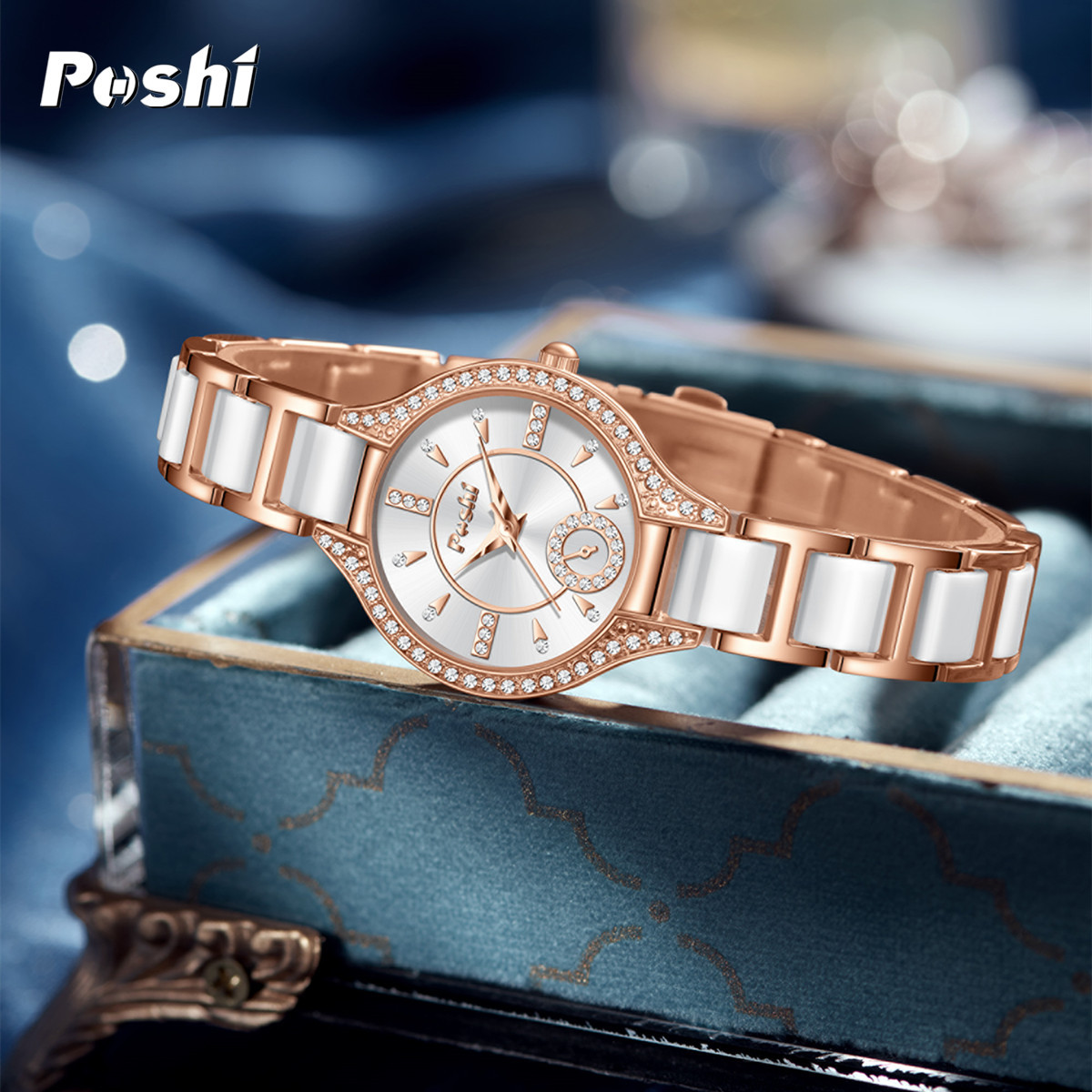 Reloj de mujer de lujo ligero retro de temperamento de reloj de la marca POSHI