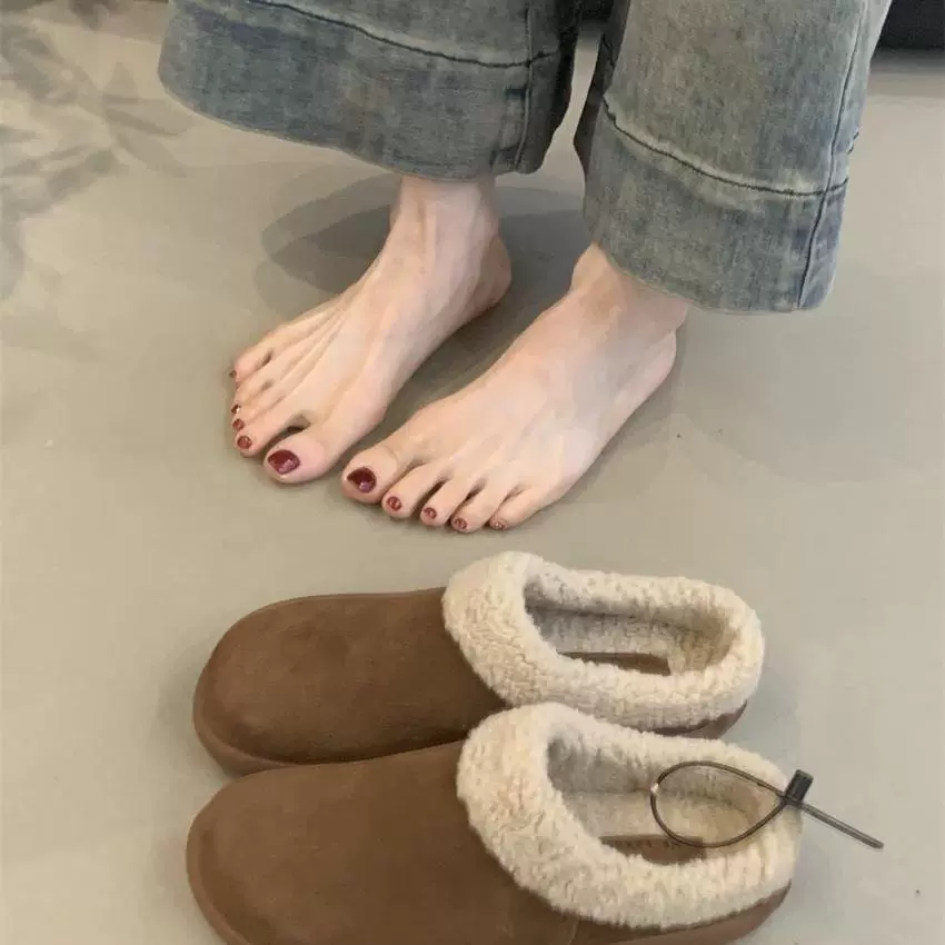 Меховые тапочки из овчины с цельной меховой отделкой, Birkenstock-стиль, закрытый носок, зимние утеплённые мули с мехом