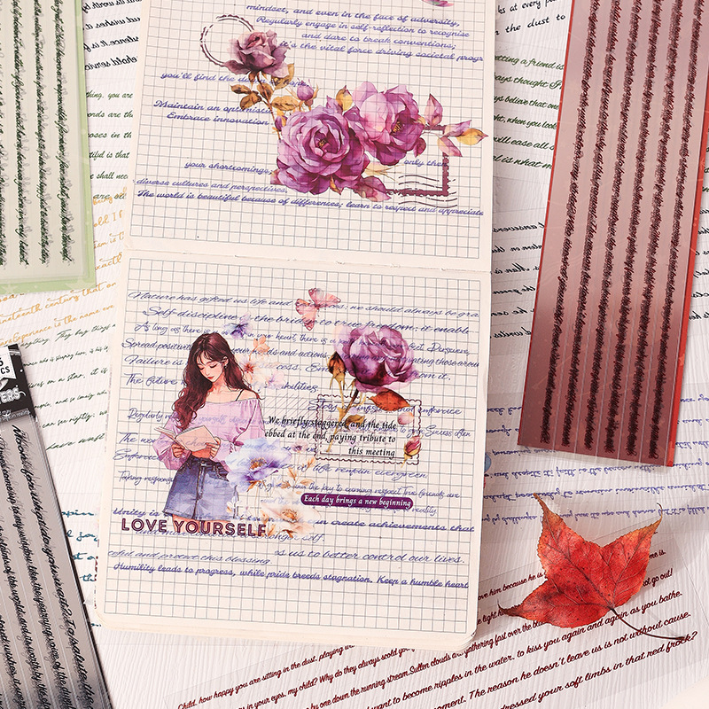 Flying Plume Dreamland pegatinas impermeables transparentes para mascotas diy pegatinas de diario diario retro transfronterizas pegatinas de barra larga en inglés