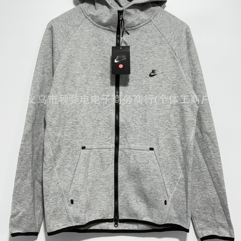 Nik Hooded Jacket Men's Spring and Autumn New Sports Casual Jacket Gray Black Zipper Sweatshirt Trendy Brand Jacket