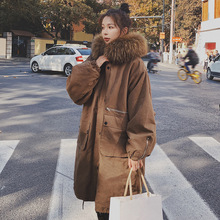 实拍2024派克服女中长款冬季款工装棉袄外套港风百搭加绒加厚棉衣