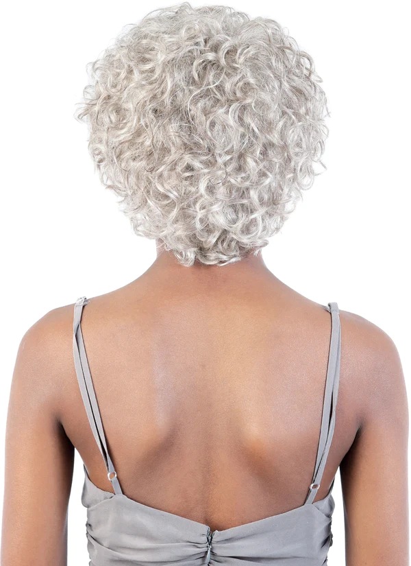 Nuevo look fibra química peluca corta plata fibra química casco gancho encaje