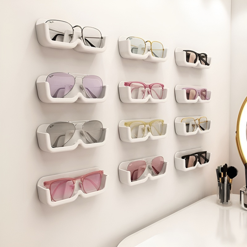Wall-Mounted Glasses Storage Box for Home Use, No-Drill, Traceless Sunglasses Display Rack, Multifunctional Wall-Mounted Glasses Organizer